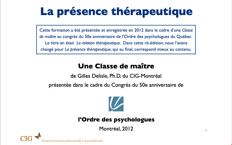 La présence thérapeutique